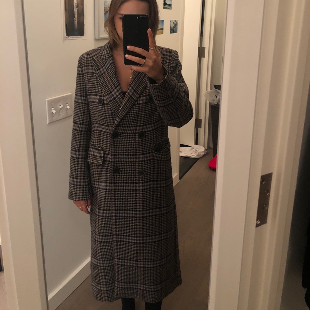 Zara long plaid coat